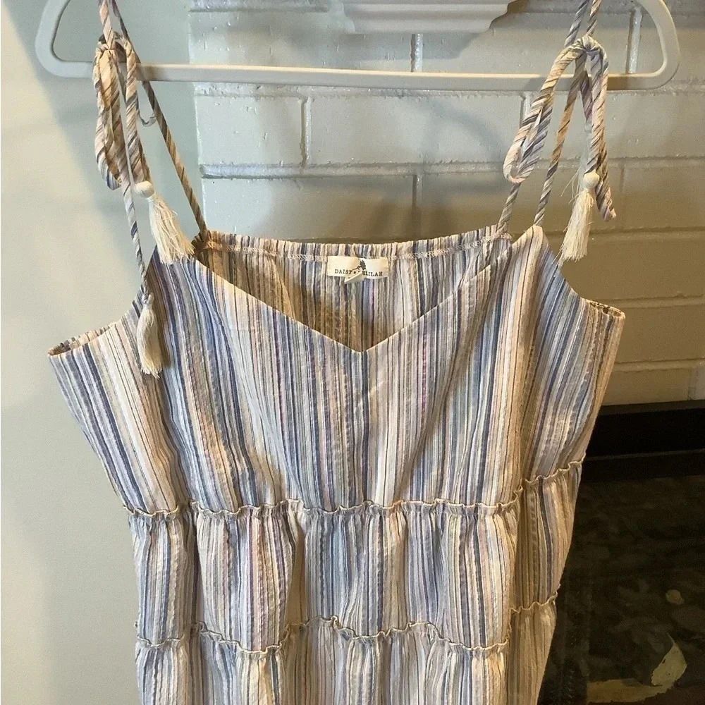 Daisy & Delilah Sz 2X Striped Cotton Ruffle Tank Top